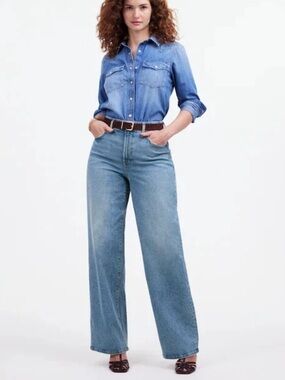 Madewell The Curvy Perfect Vintage Wide Leg Jean Womens 26 Enmore Wash Stretch